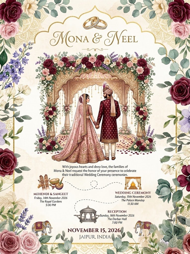 Maroon Floral Romance